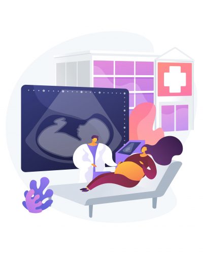 Pregnancy support center abstract concept vector illustration. Pregnancy medical support, family planning center, motherhood course, health service, young mother assistance abstract metaphor.